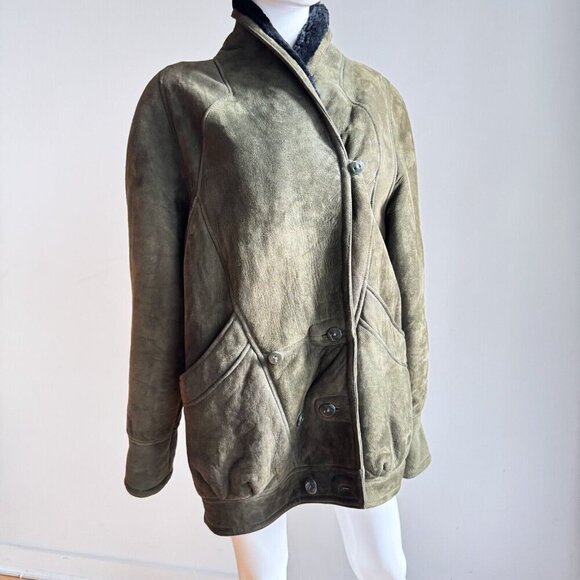 Vintage Dagorret Suede Sheepskin Lined Winter Coat L - Picture 2 of 8